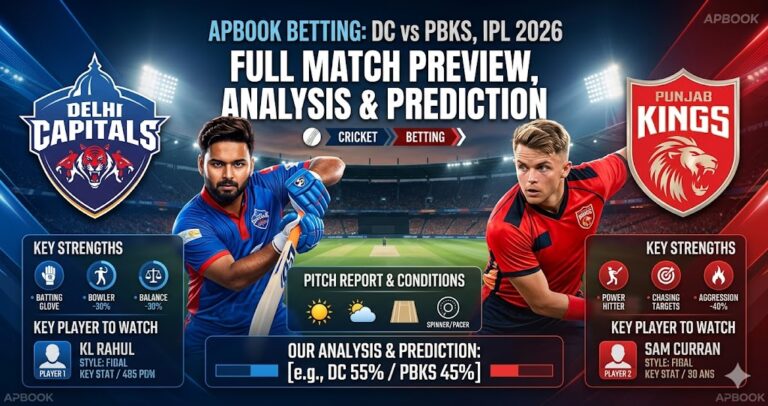 Apbook Betting DC vs PBKS IPL 2026 – Full Match Preview, Analysis & Prediction